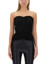 Saint Laurent Strapless Ruched Crepe-jersey Bustier Top In Black