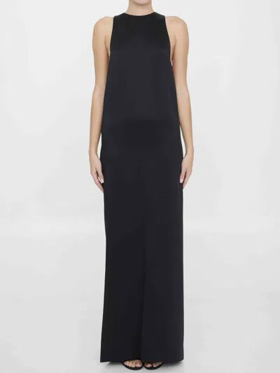 Saint Laurent Women Crepe Satin Dress In Black