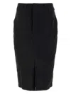 Saint Laurent Crepe Skirt With Back Pockets And Front Slit