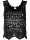 Saint Laurent Black Crochet Tank Top In 1000