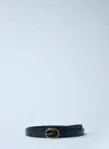 Saint Laurent Women Crocodile-embossed Frame Thin Belt In Black