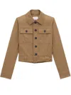 Saint Laurent Women Cotton Serge Crop Jacket In Brown
