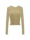 Saint Laurent Women's Cropped Top In Ribbed Knit In Vert Amande