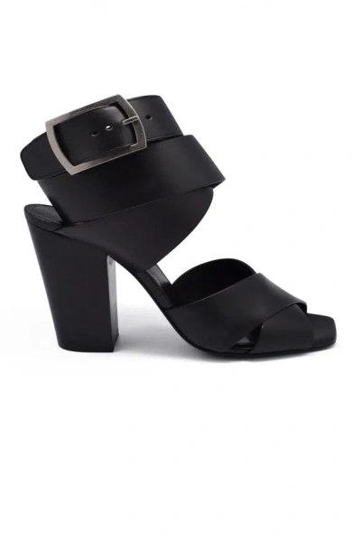Saint Laurent Women Crossover Strap Sandals In Black