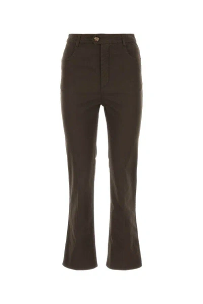 Saint Laurent Pantalone In Cotone Testa Di Moro Donna In Brown