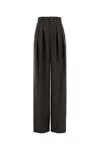 Saint Laurent Wool Trousers With High Waist And Wide Leg In Black