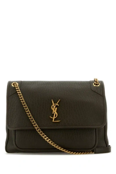 Saint Laurent Women Dark Green Leather Large Niki Bag