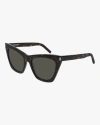 Saint Laurent Sl 214 - Kate - Black Sunglasses In Dark Havana/grey