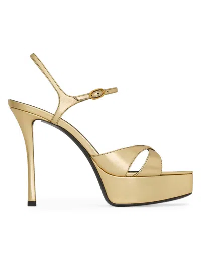 Saint Laurent Debbie Platform Sandals In Nude