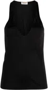 Saint Laurent Black Deep Neckline Jersey Top In Black