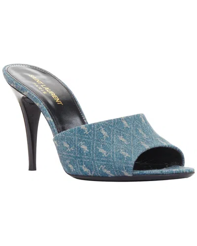 Saint Laurent Women's Denim La 16 Cassandre Denim Sandal Heel (authentic Pre-  Loved) In Blue