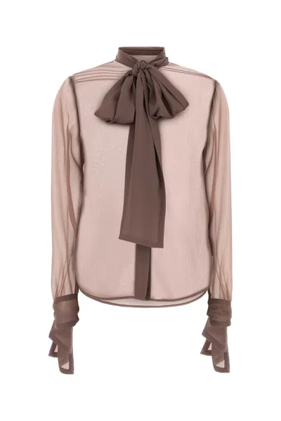 Saint Laurent Women's Designer Blouse In Marronglace