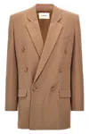 Saint Laurent Double-breasted Blazer Blazer And Suits In Cream