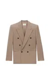 Saint Laurent Double-breasted Jacket In Caviar Wool