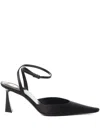 Saint Laurent Aimee Leather-trimmed Satin Pumps In Nero