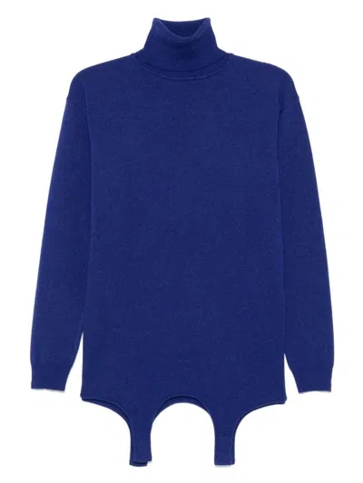 SAINT LAURENT WOMEN'S ELECTRIC TURTLENECK WITH GARTER SWEATER
