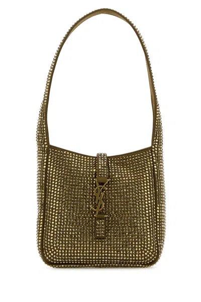 Saint Laurent Women Embellished Satin Le 5 Ã 7 Supple Baby Shoulder Bag In Green