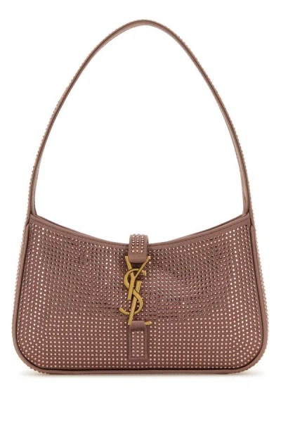 Saint Laurent Women Embellished Satin Mini Le 5 Ã 7 Handbag In Pink