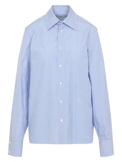 Saint Laurent Women's Embroidered Poplin Cassandre Shirt