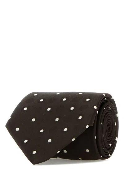 Saint Laurent Women Embroidered Satin Tie