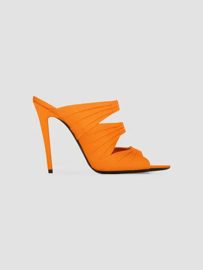 Saint Laurent Women's Emilie Mules In Satin Crepe In Cadice Orange