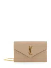 Saint Laurent Women 'envelope' Beige Crossbody Bag With Cassandre Logo On The Front In Leather Woman
