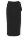 Saint Laurent Wrap Midi Pencil Skirt In Noir