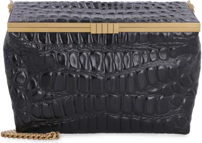 Saint Laurent Women's Fanny Croco-print Shoulder Bag In Black