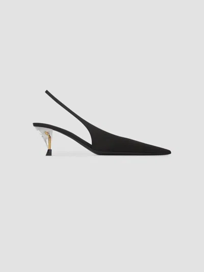 Saint Laurent Women's Fanny Slingback Pumps In Satin Crepe In Black