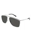 Saint Laurent Sl820 Victorie Aviator Sunglasses In Silver