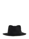 Saint Laurent Wide Brim Fedora With Grosgrain Ribbon Band In Black