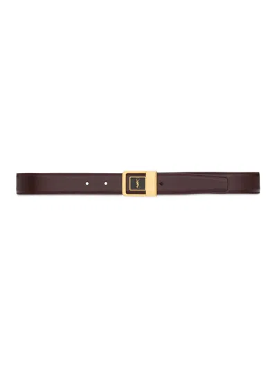Saint Laurent Women's Female Buckle Belt In Lacquered Leather In Neutral