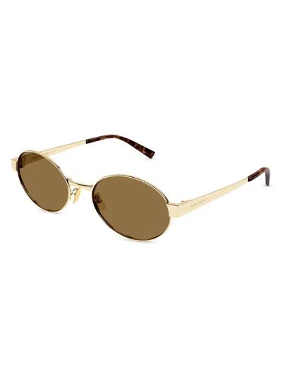 Saint Laurent Women's Feminine Fashion Icons 55mm Oval Metal Sunglasses In Green