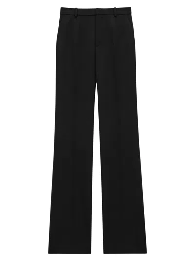 Saint Laurent Women's Flared Tuxedo Pants In Grain De Poudre In Black