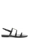 Saint Laurent Cassandra Calfskin Ysl Slingback Sandals In Black