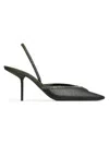 Saint Laurent 90mm Mesh And Python-embossed Leather Slingback Pumps In Multi