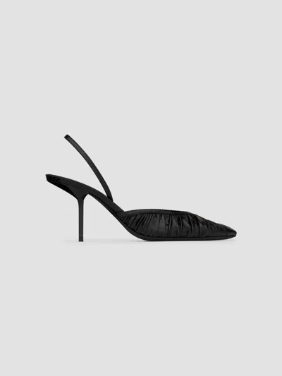 Saint Laurent Women's Folie Slingback Pumps In Smooth Leather And Faux-python In Black