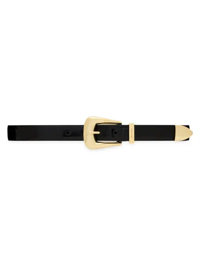 Saint Laurent Folk Buckle Belt In Brushed Leather In Black