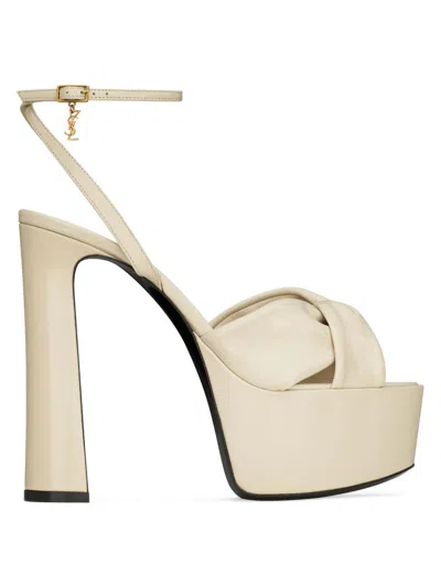 Saint Laurent Women's Franciane Platform Sandals In Smooth Leather In Neutral