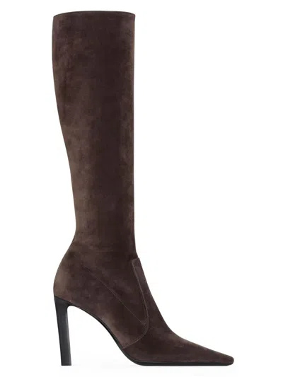 Saint Laurent Women's Francoise Boots In Suede In Brown