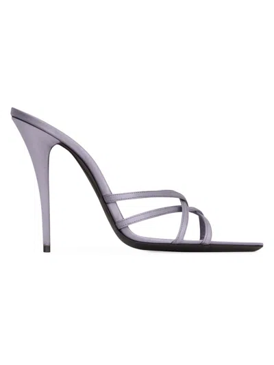 Saint Laurent Women's Frankie Mules In Satin Crepe In Purple