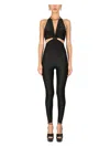 Saint Laurent Women Full Jumpsuit With Cut Out Detail In Black