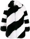 Saint Laurent Fur Diagonal Striped Jacket In Lack White