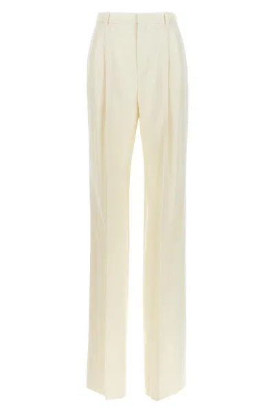 Saint Laurent Gabardine Trousers Pants In White