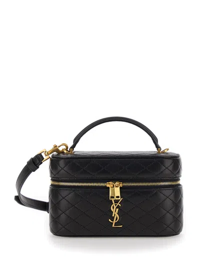 Saint Laurent Women 'gaby' Black Vanity Bag With Cassandre In Quilted Leather Woman