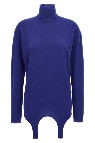 Saint Laurent Blue Garter Turtleneck Jumper In Cashmere Woman