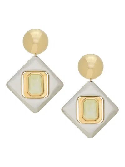 Saint Laurent Women's Geometric Earrings In Resin And Metal In Palladium Gold