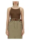 Saint Laurent Women Georgette Bodysuit In Brown