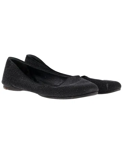 Saint Laurent Women's Glitter Shimmering Flat (authentic Pre-loved) In Black