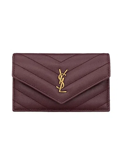 Saint Laurent Women's Grain De Poudre Cassandre Fragments Flap Card Case